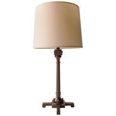 Thorvald Bindesbøll, Small Danish Patinated Brass Jugend Table Lamp