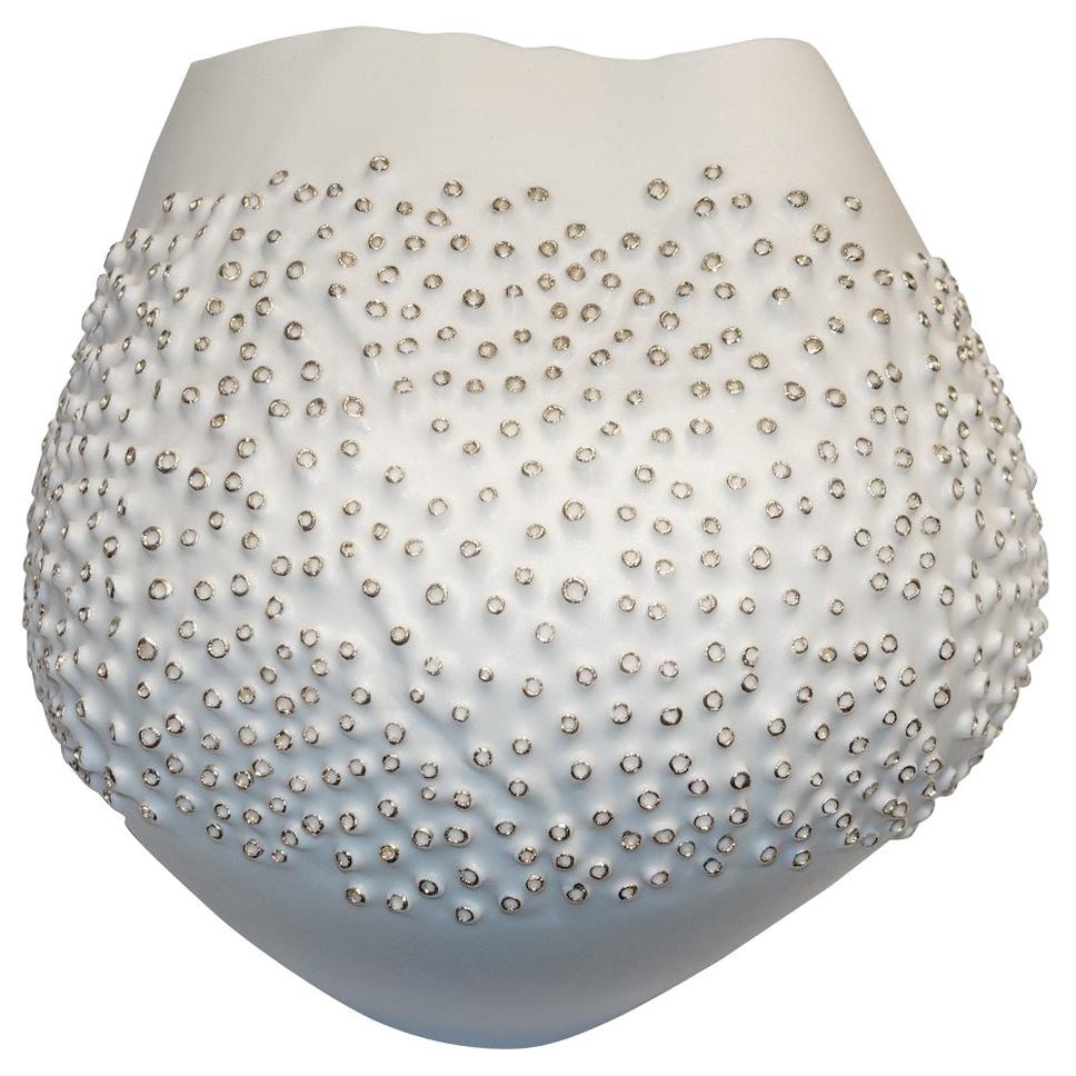White Porcelain Coral Motif Bowl, Italy, Contemporary