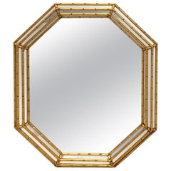 Elegant Giltwood Midcentury Octagon Mirror by Labarge, Italy