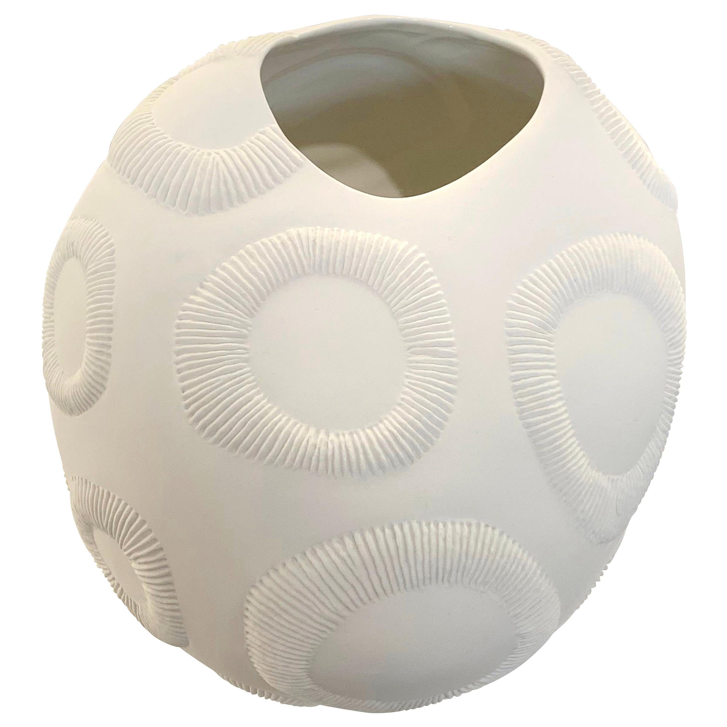 White Porcelain Textured Bowl, Italy, Contemporary