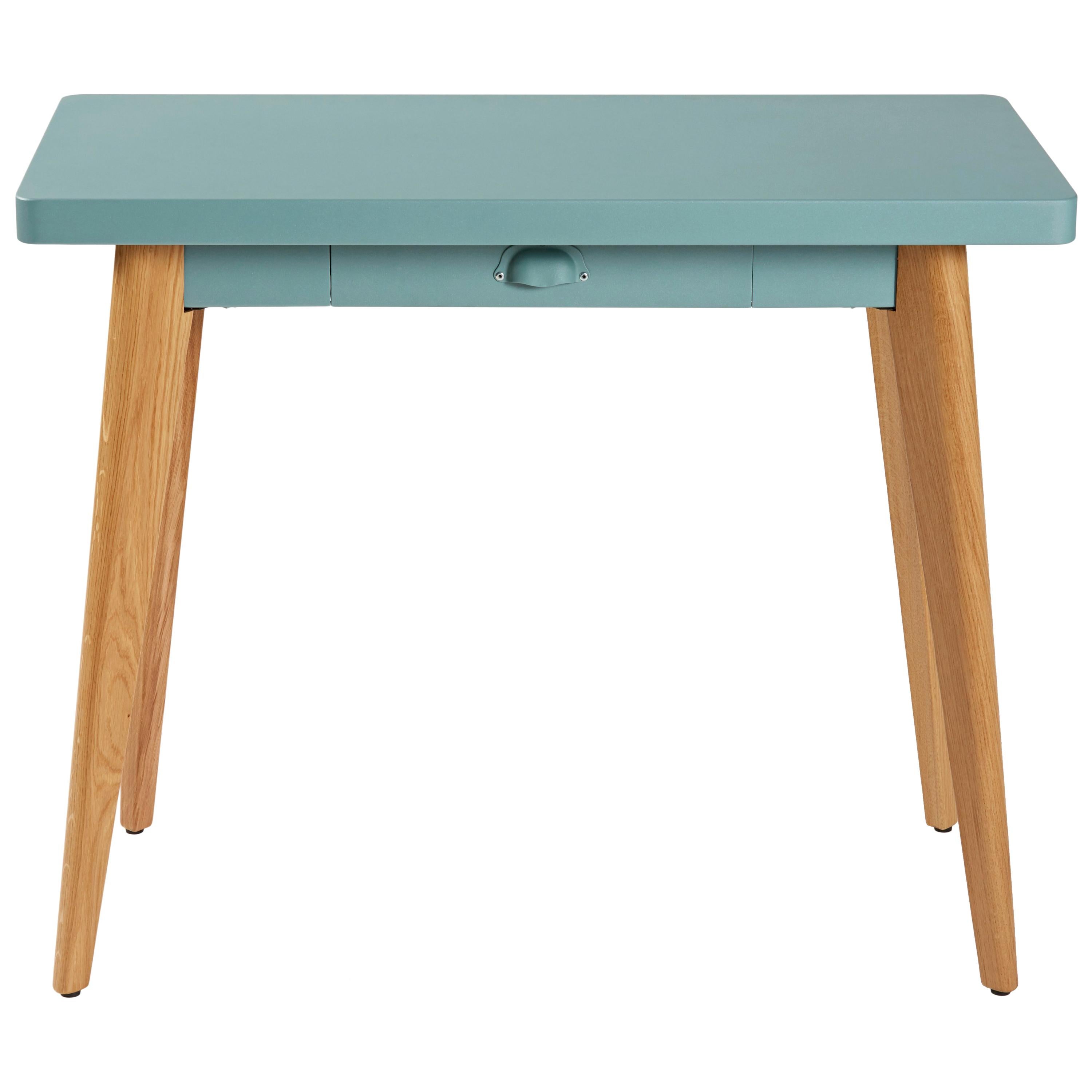 For Sale: Green (Vert Lichen) 55 Console Table w/ Drawer & Wood Legs in Pop Colors by Jean Pauchard & Tolix