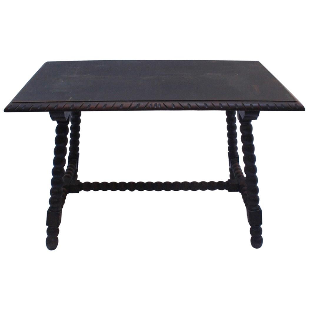 Baroque Revival Wood Dining Table Made in Spain, 19th Century