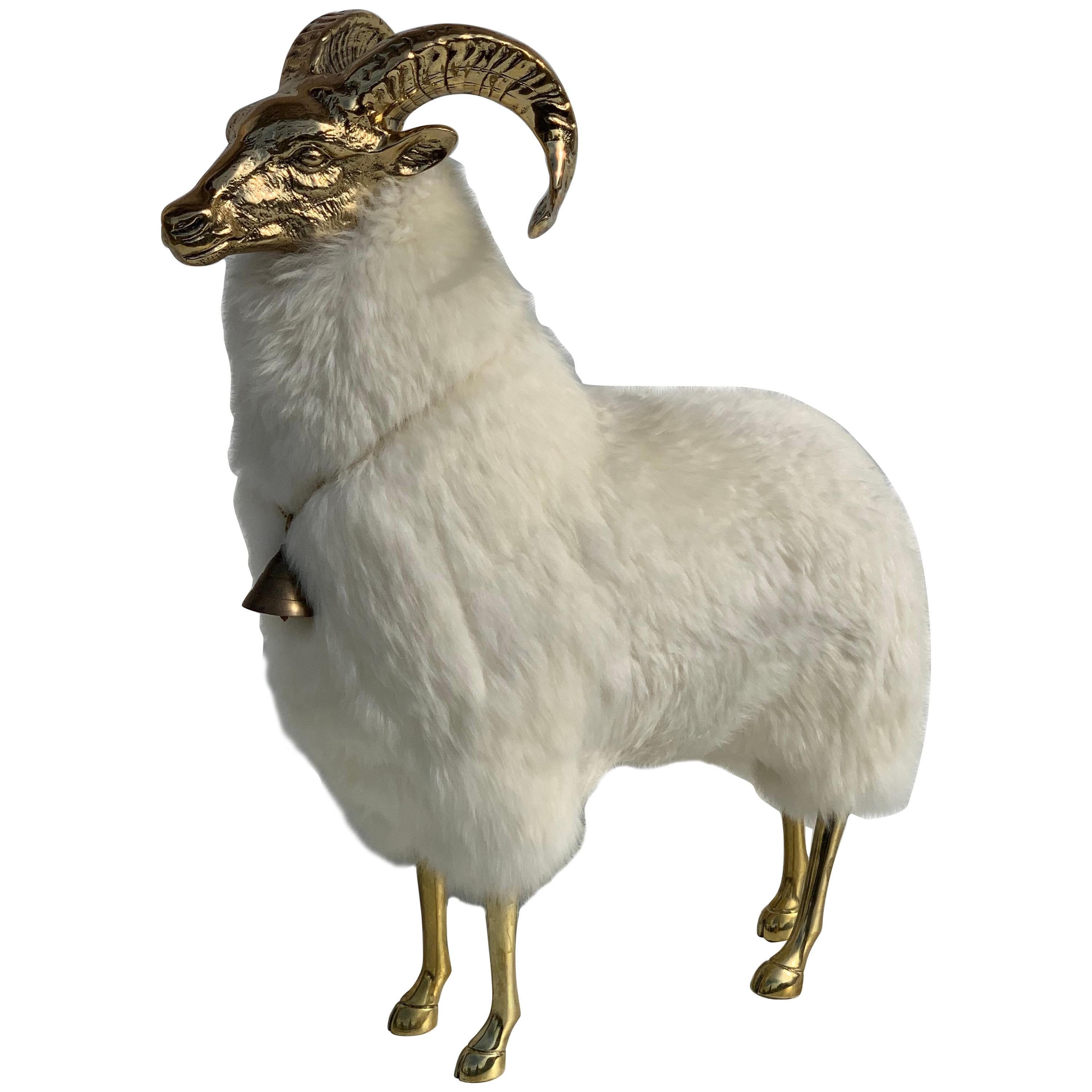 Brass Mountain Sheep or Goat Sculpture