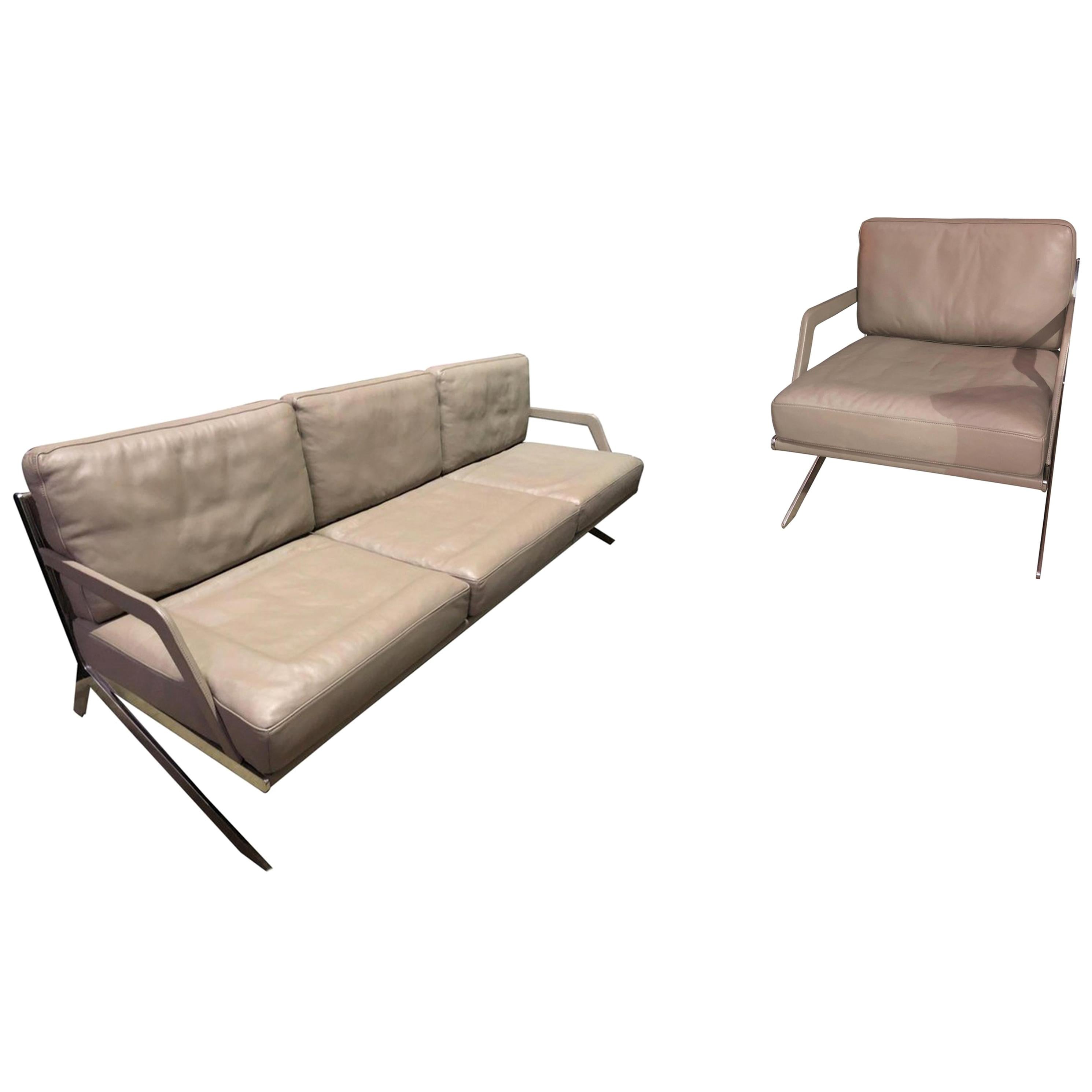 De Sede Leather DS 60 Sofa and Lounge Armchair