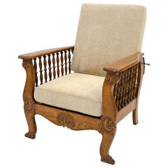 Antique Oak Morris Reclining Chair, Quarter Sawn Oak