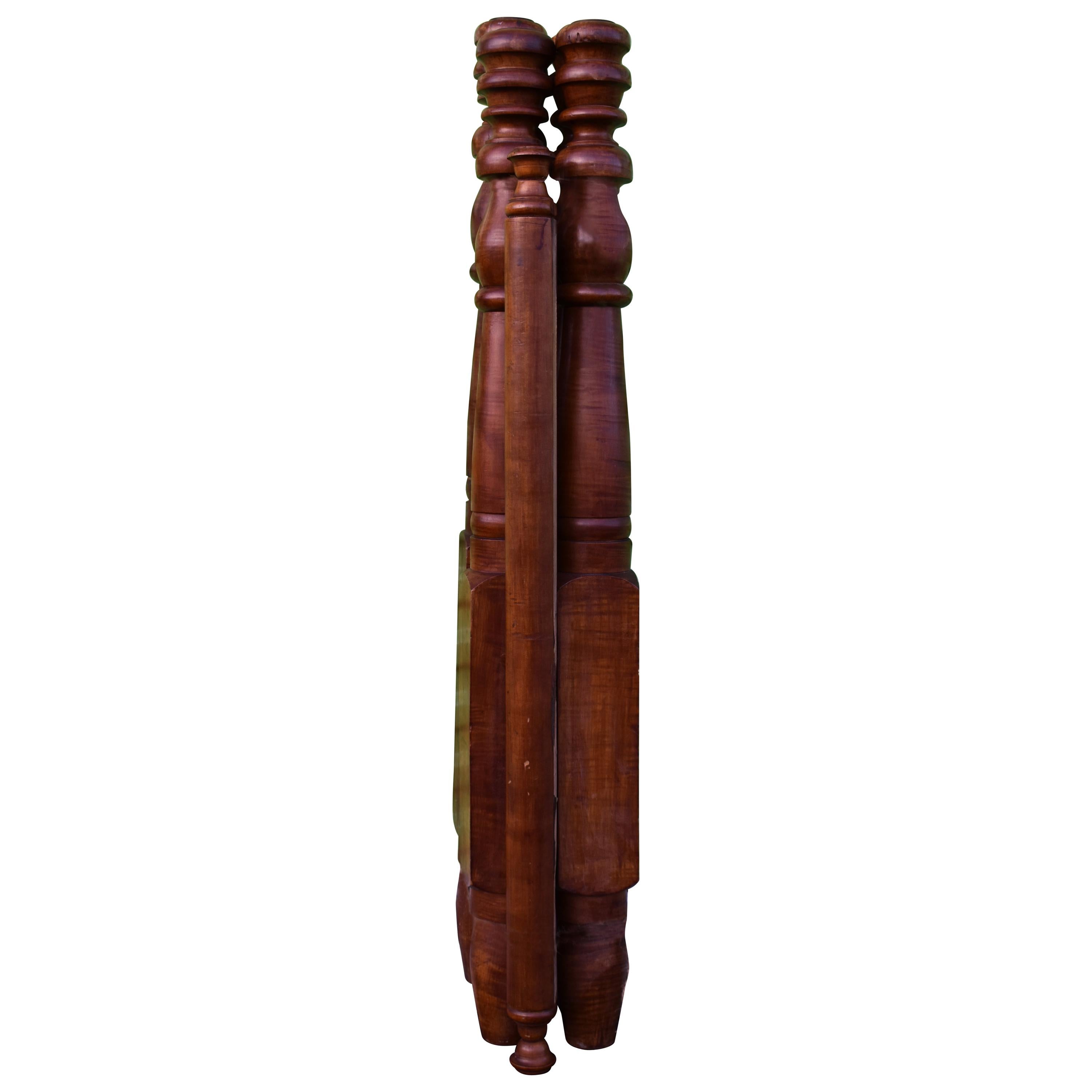 Heavy Stock Tiger Maple Tulip Top Low Post, Connecticut, circa 1820 For Sale