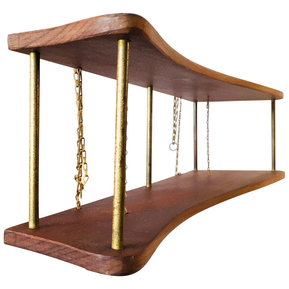 Suspended Danish Teak and Brass Spice Rack, 1960s For Sale