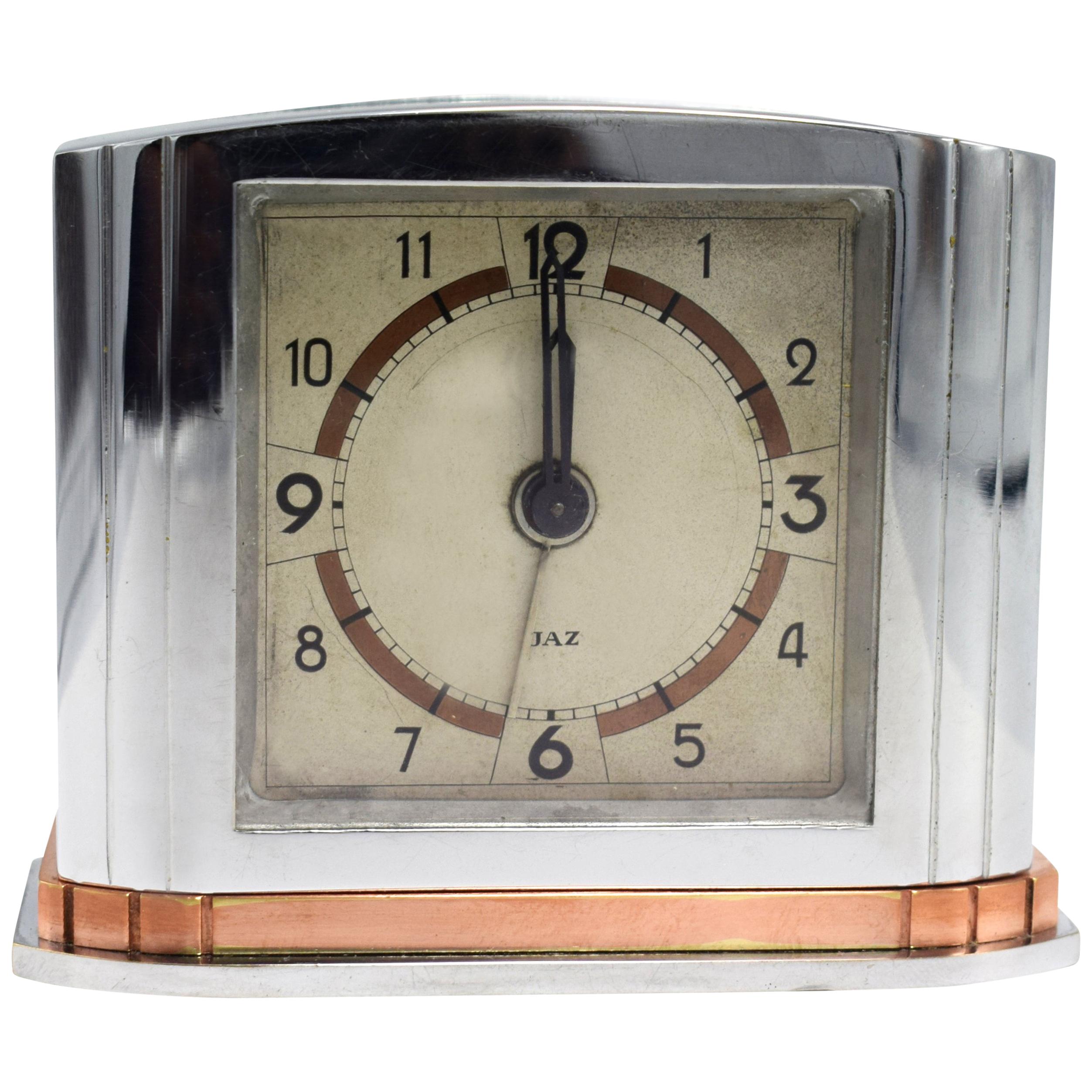 French Art Deco Alarm Clock by JAZ, circa 1935