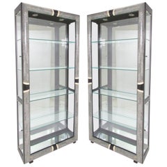 Vintage Pair of Art Deco Display Cabinets in Tessellated Stone