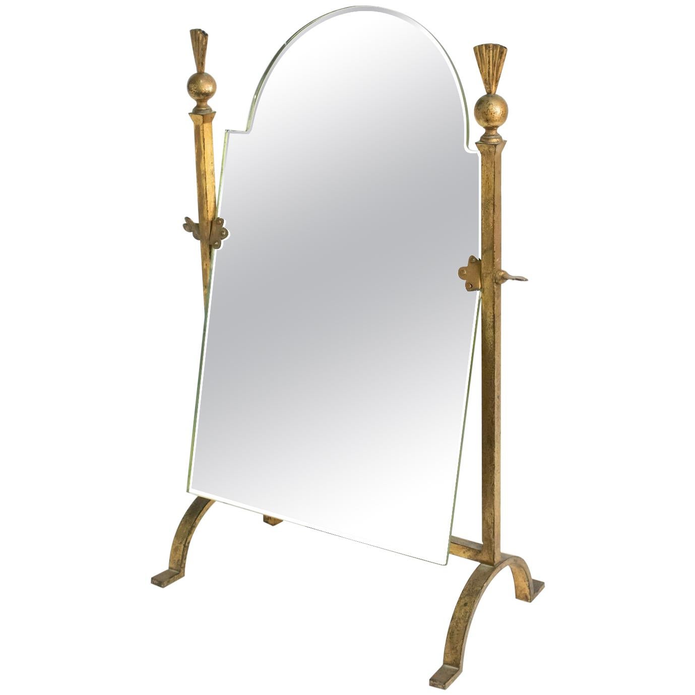 Mirror Golden Wrought Iron, Neoclassical 1960s, Mid Century Art For Sale