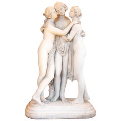 Important Reconstructed Stone Sculpture Representing The 3 Graces, 20th Century