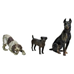 Antique Austrian Cast and Cold Painted Bronze Miniatures Dog Canine Figurine Lot