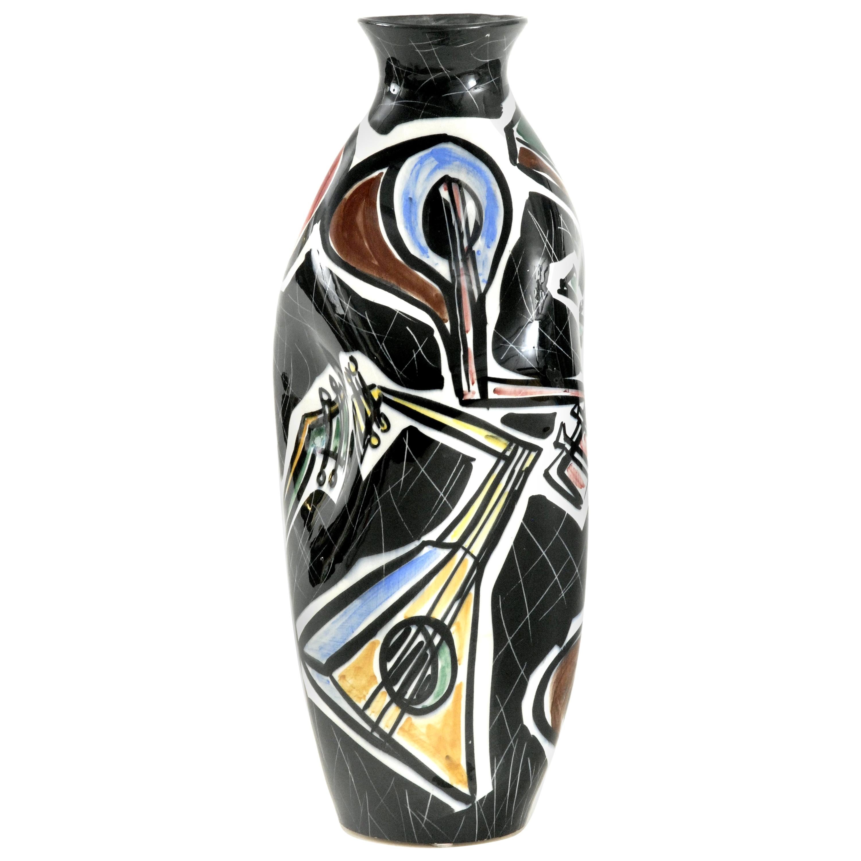 Jarrón Picasso Guitarras Ceramico Titano San Marino, Italia, hacia 1960