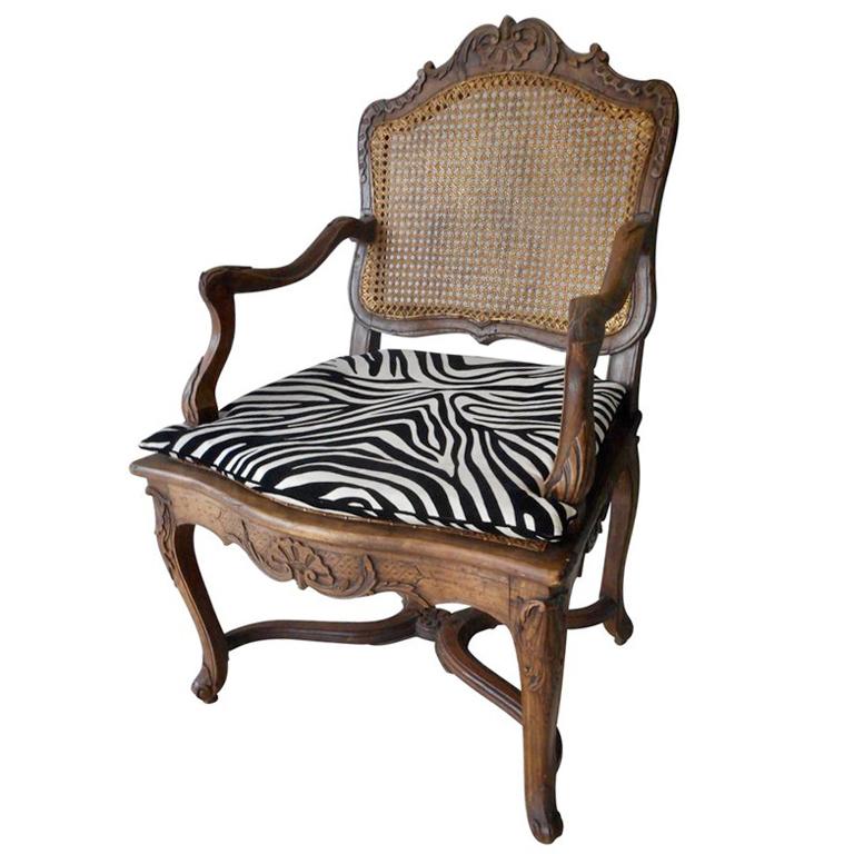 18th Century Regence Caned French Armchair For Sale