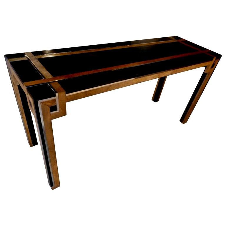 Fine 1970s Geometric Pattern Console Table, France, 1975 For Sale