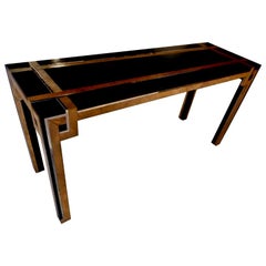Raffinato tavolo da console a motivi geometrici degli anni '70, Francia, 1975