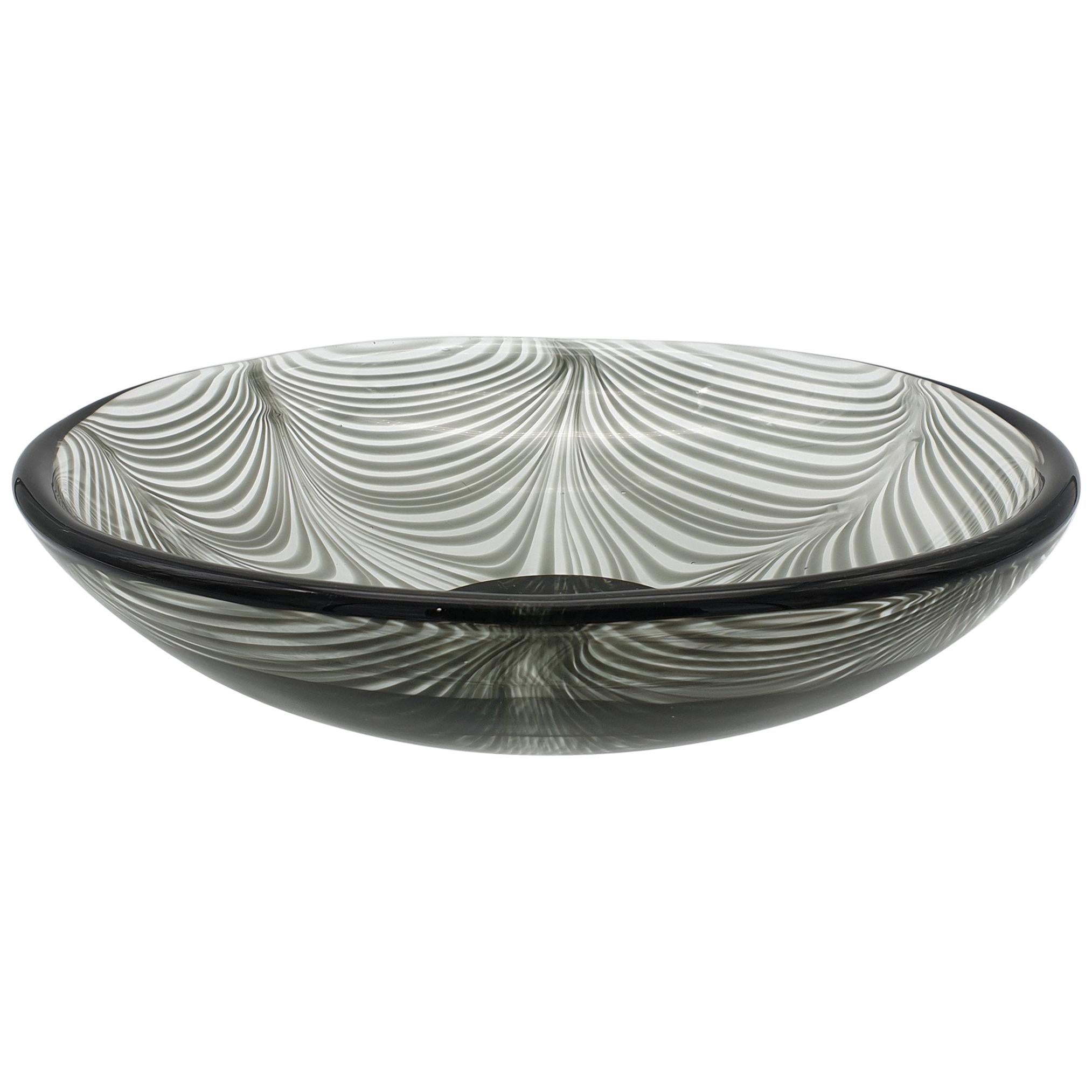 Murano Glass Bowl in "Fenicio" Festooning Pattern by Cenedese, 1970s For Sale