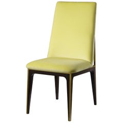 Accent Dining Chair with Yellow Fabric