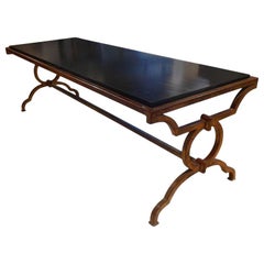 Large Gilt Wrought Iron Low Table in the Style of Jacques Adnet, France, 1950