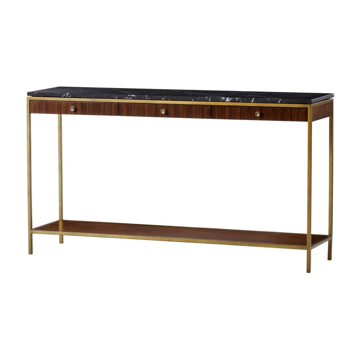 Carolina Console Table with Black Marquina Marble Top