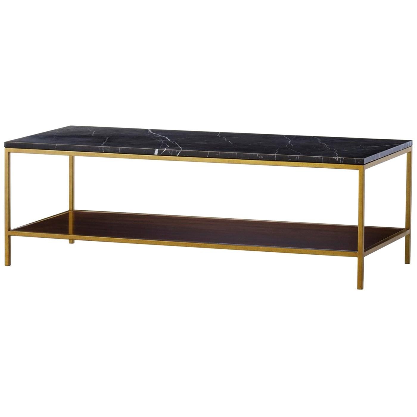 Carolina Long Coffee Table with Black Marquina Marble Top