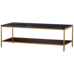 Table basse longue Carolina avec plateau en marbre Marquina noir