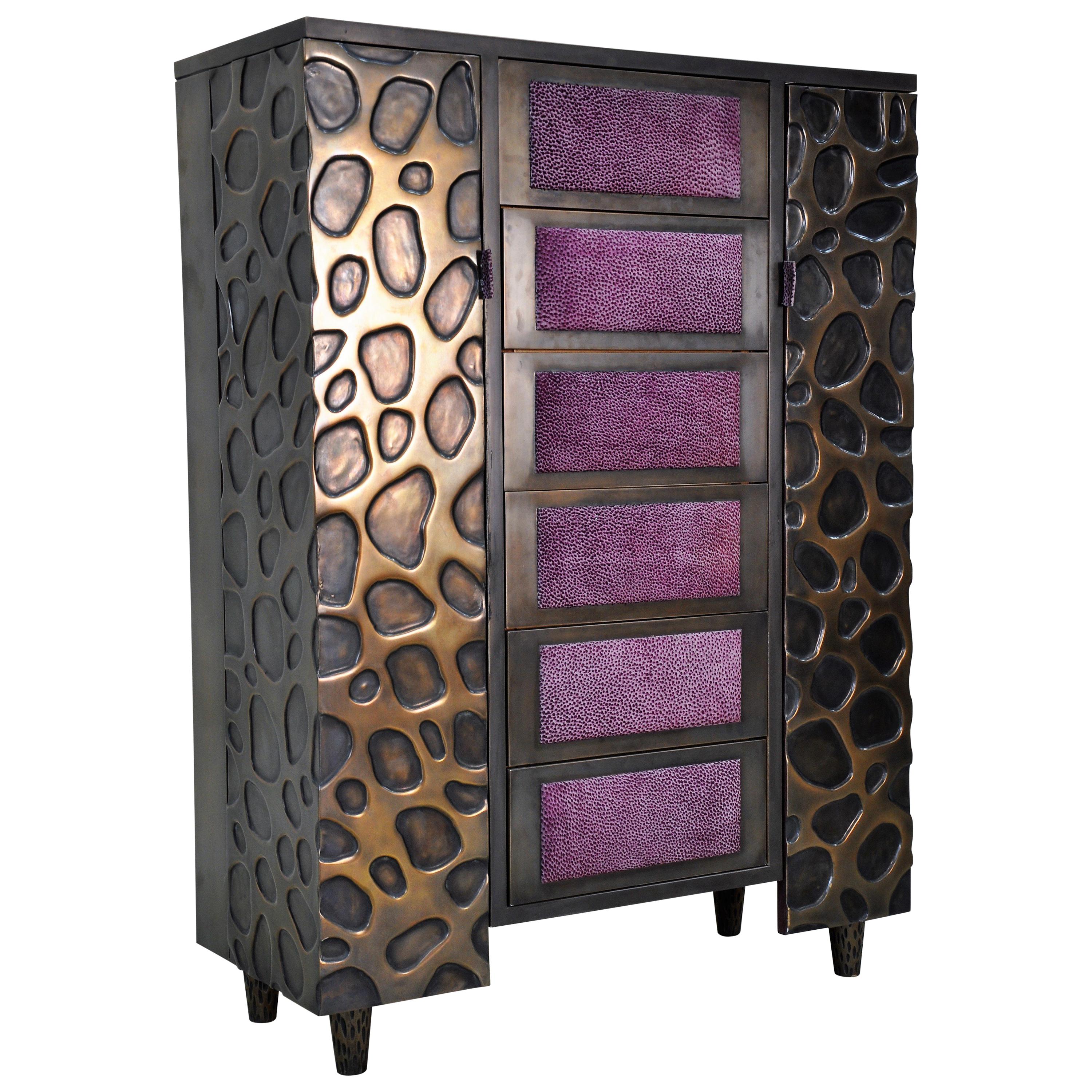 Bronze and Purpleheart Sideboard 'Contemporary, Limited Edition' For Sale
