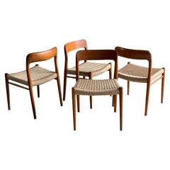 Niels Otto Møller Dining Chairs Set of 4 Model 75 JL Møller Møbelfabrik Danish