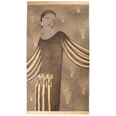 Painted Canvas, Art Deco Style Woman Portrait, Contemporary Work