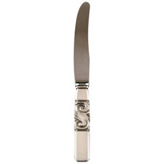 Vintage Georg Jensen, Cutlery, Scroll, Hammered Sterling Silver, Fruit Knife, 6 Pieces