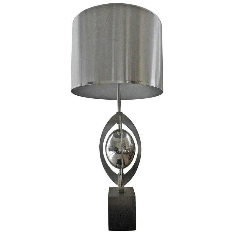 Brushed Stainless Steel Lamp by Maison Charles et Fils