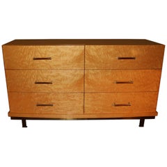 Midcentury Italian Cedar Wood Pair of Chest of Drawers with Brass Finishings