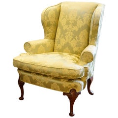 Antique Queen Anne Style Wing Chair