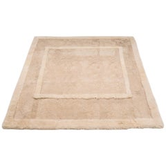 Beige and Natural White Shearling Rug