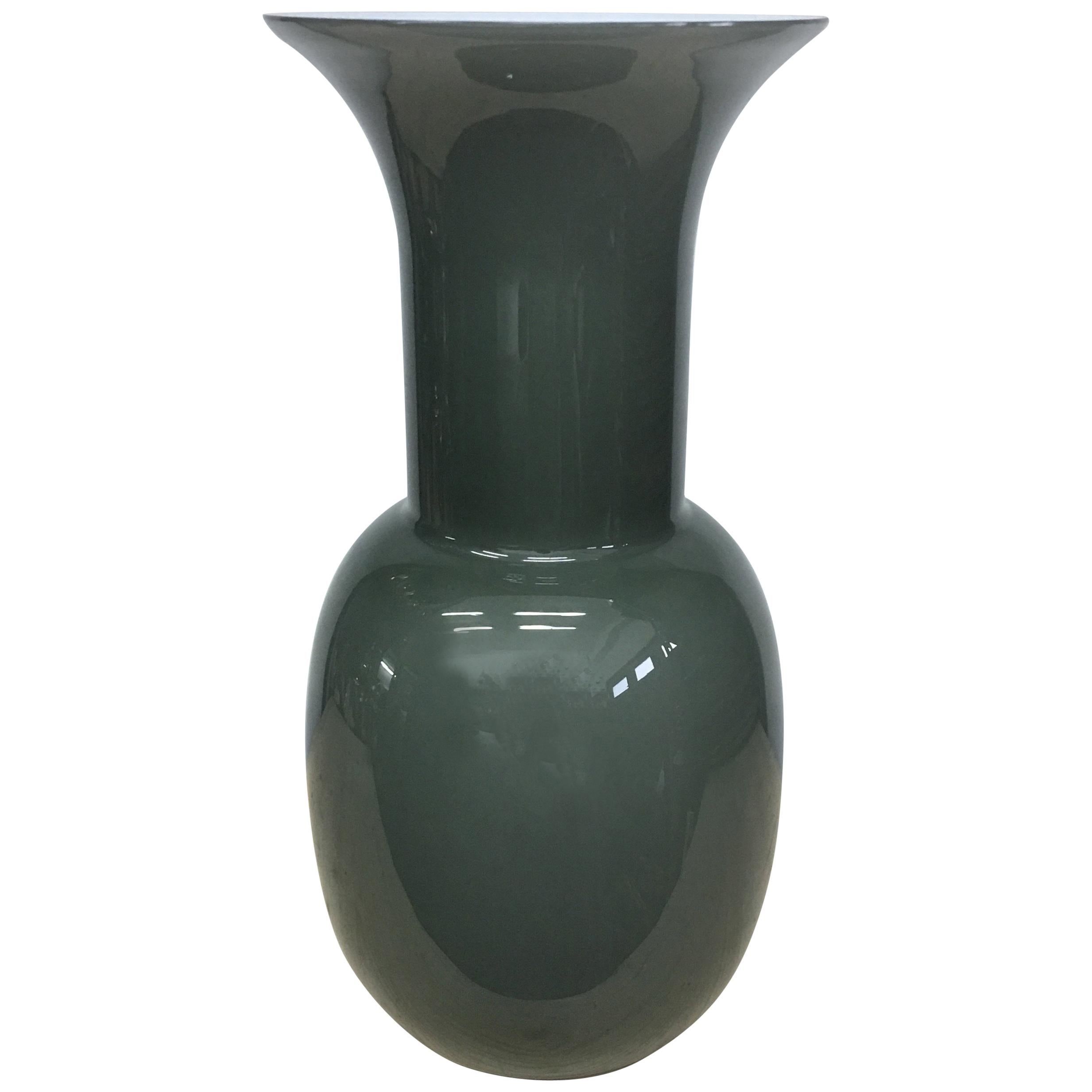 Aureliano Toso White and Grey Murano Glass Vase, 2000