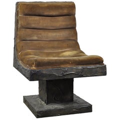 Paul Evans Bronze Resin over Wood, Lounge Chair for Paul Evans Studio, 1969