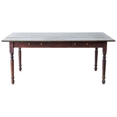Antique Rustic English Country Pine Farmhouse Dining Table