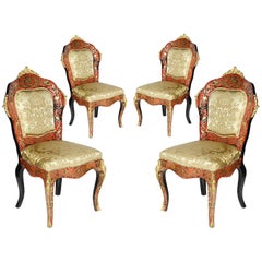 Rare Set of Four Boulle Side Chairs, 19th Century