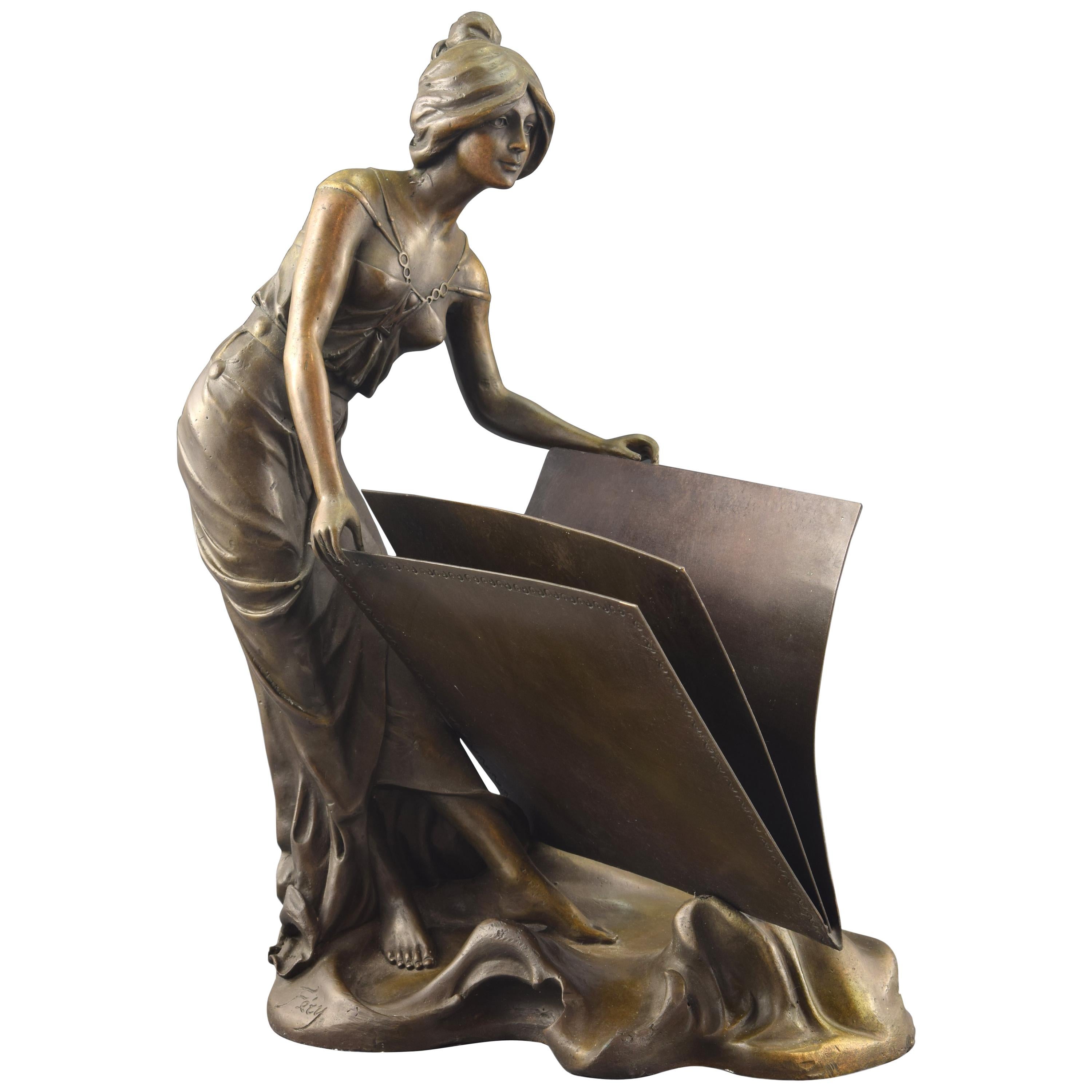 "Lady with a Book", Bronze, Inspired by Art Deco Models