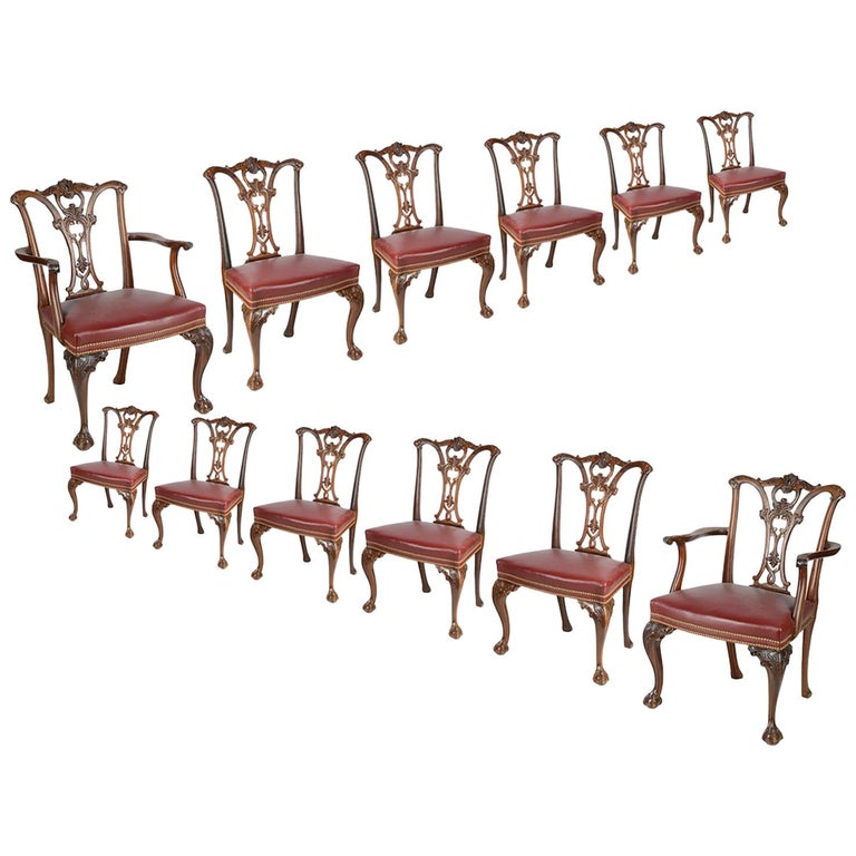 Set of 12 Chippendale Style Mahogany Dining Chairs For Sale at 1stDibs |  chippendale style chairs, chip and dale dining chairs, chippendale mahogany  chairs
