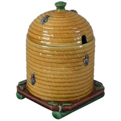 Minton Majolica Beehive Honey Pot and Cover