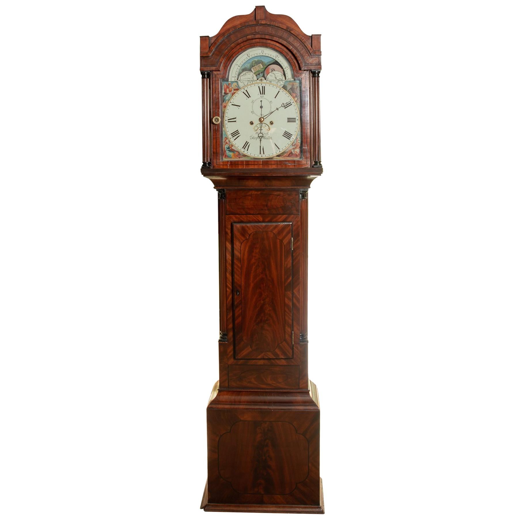 Early 19th Century Moon Phase Clock by William Cuff of Shepton Mallet For Sale