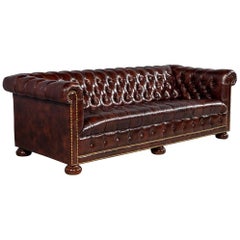 Vintage Leather Tufted Chesterfield Sofa