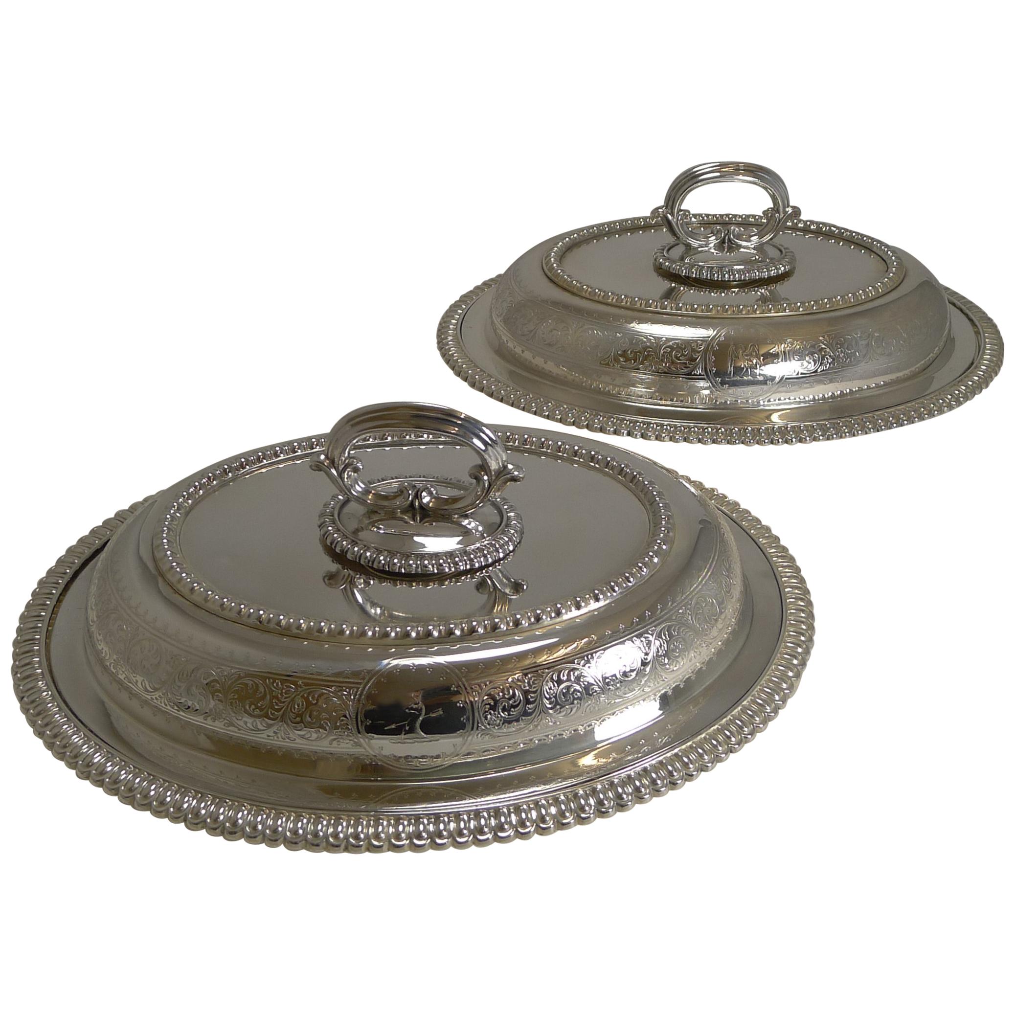 Pair of Elkington Silver Plated Entree/Serving Dishes, 1884