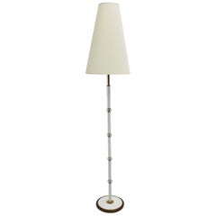 Mid-Century Modern Brass and White Vintage Floor Lamp, 1940s, Italy