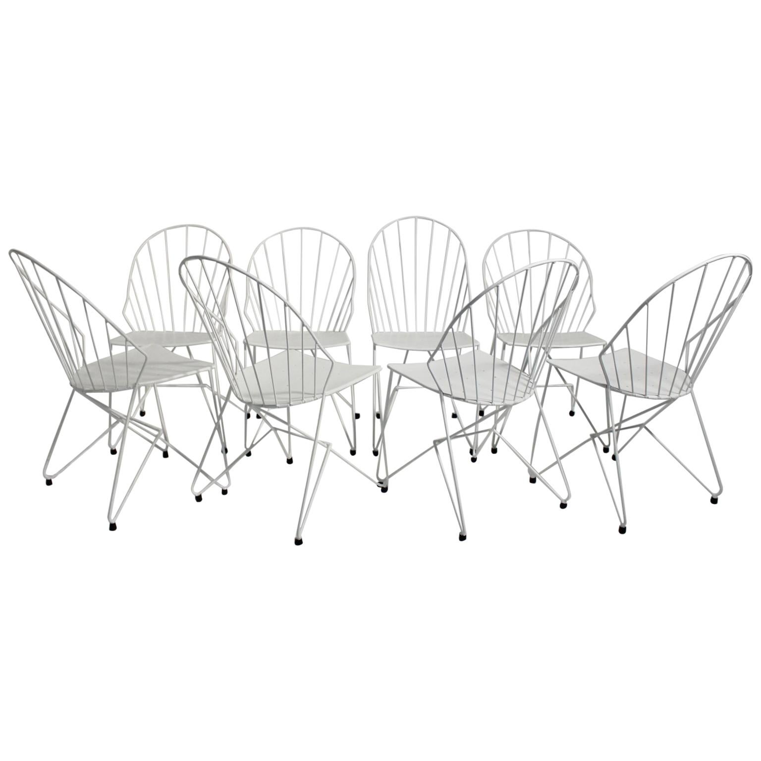 Mid-Century Modern White Metal Vintage Garden Chairs Auersperg by Sonett