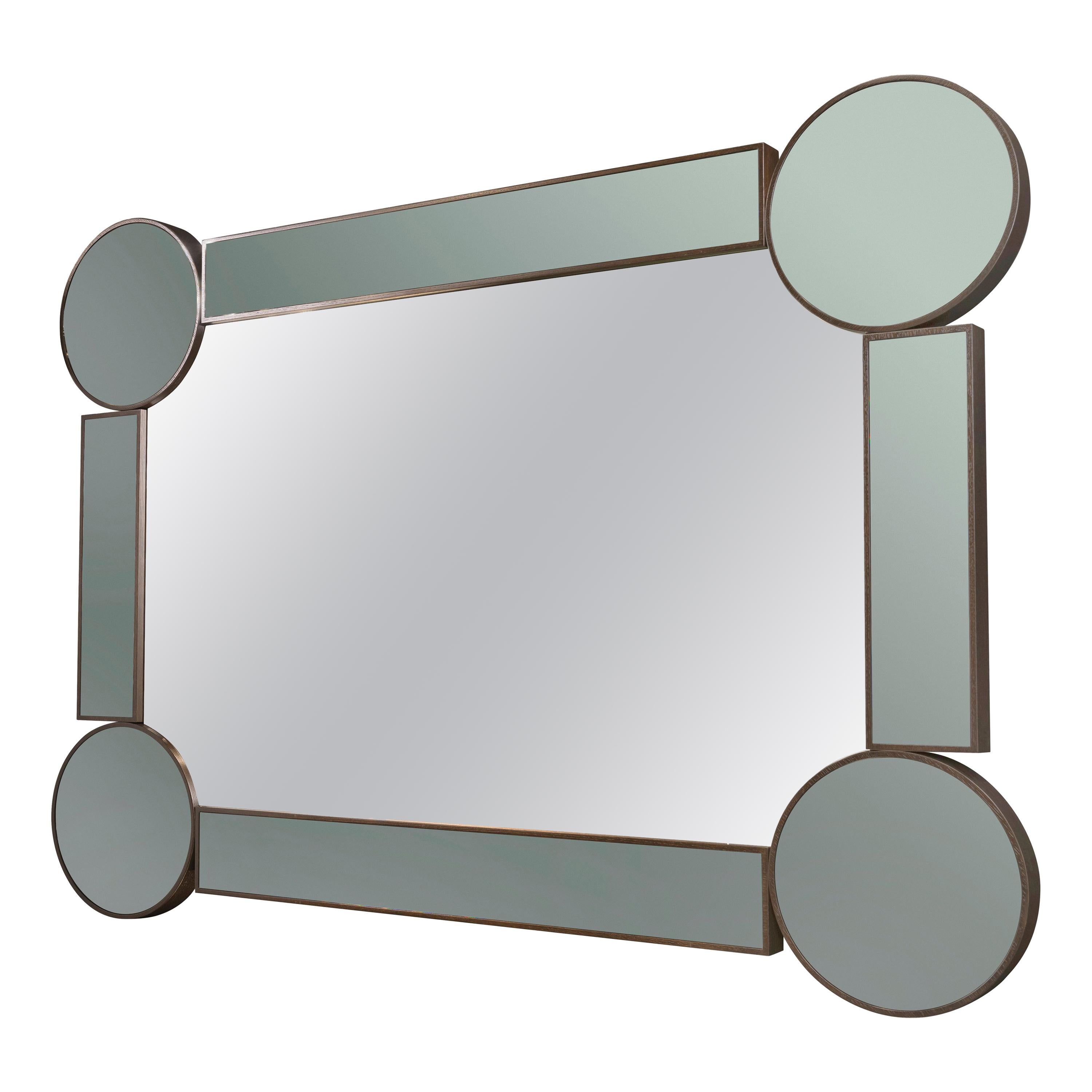 Rectangular Mirror Drummond, in Oak and Fumé Glass, Italy