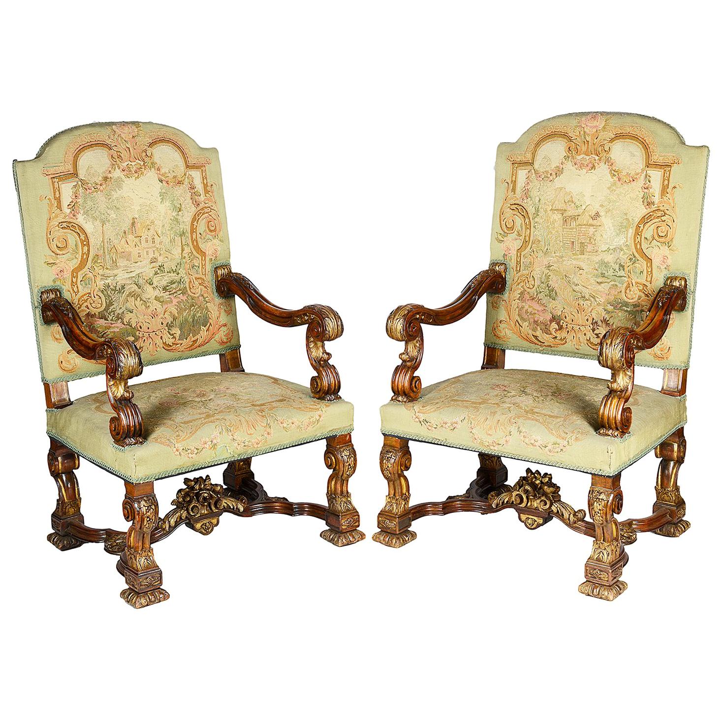 Paire de fauteuils Louis XIV français du 19ème siècle