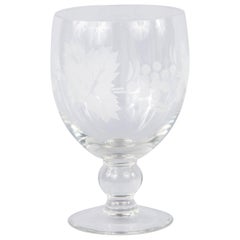 Vintage French Hand Blown Crystal Wine Glass, 20th Century