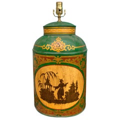 Vintage 20th Century Green Tea Tin Lamp